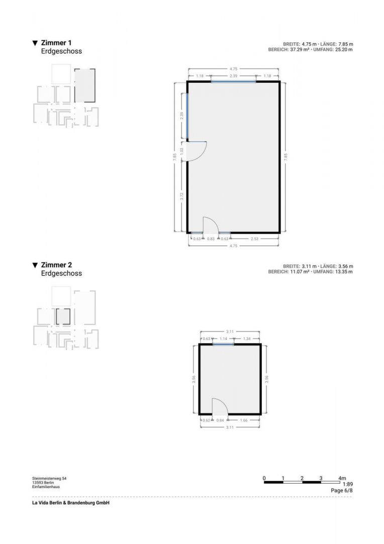Grundriss Zimmer 1 & 2