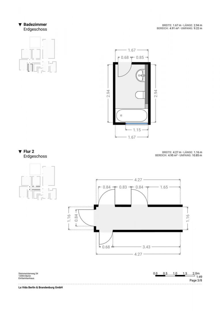 Grundriss Bad & Flur 2